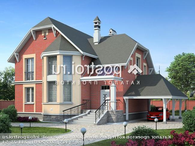 H-208-1P проект двухэтажного дома из газобетона с гаражом размером 12 на 16 