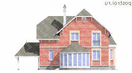 H-208-1P проект двухэтажного дома из газобетона с гаражом размером 12 на 16  - вид сзади