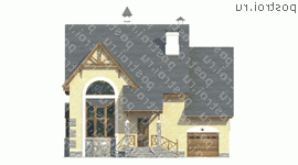 H-216-1P проект двухэтажного дома из пенобетона с гаражом размером 15 на 13 - вид спереди