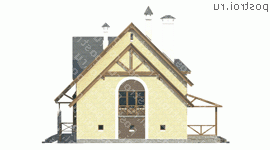 H-216-1P проект двухэтажного дома из пенобетона с гаражом размером 15 на 13 - вид слева