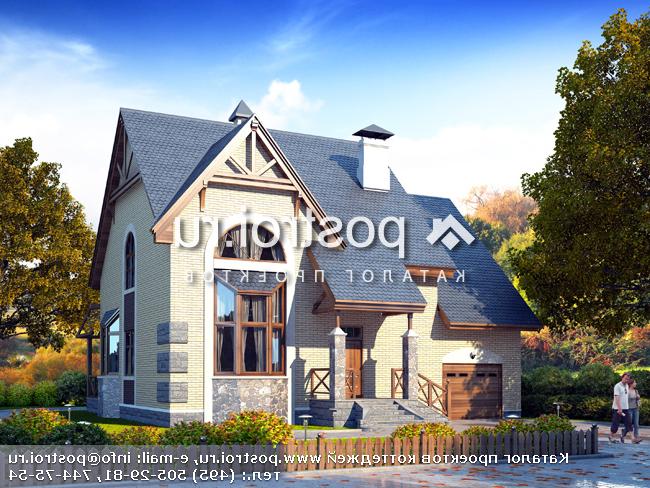 H-216-1P проект двухэтажного дома из пенобетона с гаражом размером 15 на 13