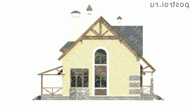 H-216-1P проект двухэтажного дома из пенобетона с гаражом размером 15 на 13 - вид справа