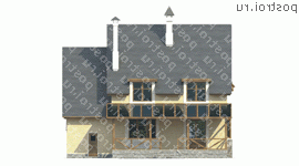 H-216-1P проект двухэтажного дома из пенобетона с гаражом размером 15 на 13 - вид сзади