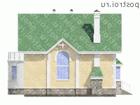 H-253-1P проект двухэтажного коттеджа из пеноблоков с цоколем и гаражом размером 10 на 13  - вид справа