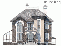 H-259-1P проект двухэтажного коттеджа из пеноблоков с цоколем размером 10 на 14  - вид спереди