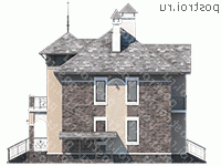 H-259-1P проект двухэтажного коттеджа из пеноблоков с цоколем размером 10 на 14  - вид слева