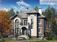 H-259-1P проект двухэтажного коттеджа из пеноблоков с цоколем размером 10 на 14 