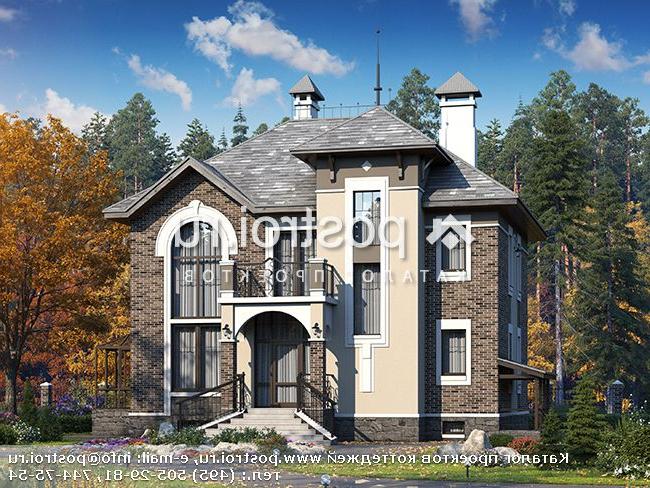 H-259-1P проект двухэтажного коттеджа из пеноблоков с цоколем размером 10 на 14 