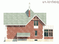 H-270-1P проект двухэтажного дома из пеноблоков с цоколем размером 11 на 11 - вид слева H-270-1P проект двухэтажного дома из пеноблоков с цоколем размером 11 на 11 - вид слева