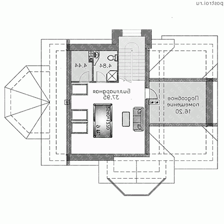 H-275-1P проект двухэтажного дома из пеноблоков с мансардой размером 12 на 15  - мансарда