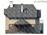 H-275-1P проект двухэтажного дома из пеноблоков с мансардой размером 12 на 15  - вид справа