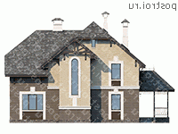 H-275-1P проект двухэтажного дома из пеноблоков с мансардой размером 12 на 15  - вид сзади