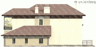 H-306-1K проект двухэтажного коттеджа из кирпича с гаражом размером 17 на 17 - вид слева H-306-1K проект двухэтажного коттеджа из кирпича с гаражом размером 17 на 17 - вид слева