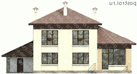 H-306-1K проект двухэтажного коттеджа из кирпича с гаражом размером 17 на 17 - вид сзади H-306-1K проект двухэтажного коттеджа из кирпича с гаражом размером 17 на 17 - вид сзади