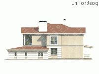 H-393-1P проект двухэтажного дома из газобетона с гаражом размером 23 на 19  - вид слева