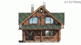 I-137-1D проект двухэтажного деревянного дома из бревна размером 10 на 8  - вид спереди