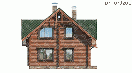 I-137-1D проект двухэтажного деревянного дома из бревна размером 10 на 8  - вид сзади