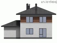 I-144-1P проект двухэтажного дома из газобетона с гаражом размером 13 на 11 - вид сзади I-144-1P проект двухэтажного дома из газобетона с гаражом размером 13 на 11 - вид сзади