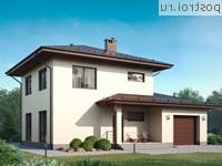 I-144-2P проект двухэтажного дома из газобетона с гаражом размером 13 на 11