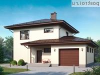 I-144-2P проект двухэтажного дома из газобетона с гаражом размером 13 на 11