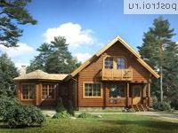 I-153-1D проект одноэтажного деревянного коттеджа из бревна с мансардой размером 8 на 11 