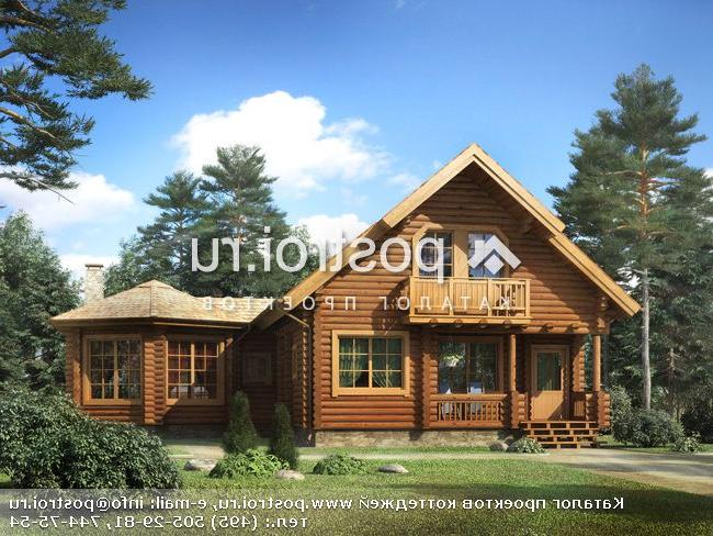 I-153-1D проект одноэтажного деревянного коттеджа из бревна с мансардой размером 8 на 11 