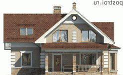 I-191-1P проект двухэтажного коттеджа из пенобетона размером 15 на 13  - вид спереди