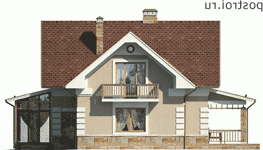 I-191-1P проект двухэтажного коттеджа из пенобетона размером 15 на 13  - вид справа