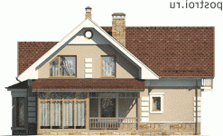 I-191-1P проект двухэтажного коттеджа из пенобетона размером 15 на 13  - вид сзади