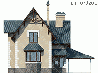 J-155-1P проект двухэтажного дома из газобетона с гаражом размером 11 на 9  - вид сзади