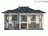 J-200-1P проект двухэтажного дома из пенобетона размером 12 на 16  - вид спереди