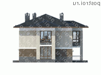 J-200-1P проект двухэтажного дома из пенобетона размером 12 на 16  - вид справа