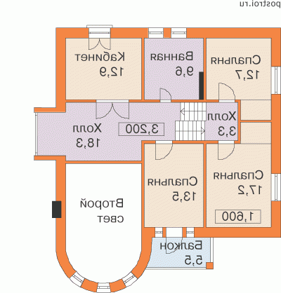 J-220-1P проект двухэтажного дома из пенобетона с гаражом размером 11 на 12 - 2-й этаж