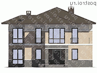 J-247-1P проект двухэтажного дома из газобетона размером 14 на 13 - вид спереди