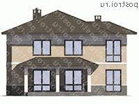 J-247-1P проект двухэтажного дома из газобетона размером 14 на 13 - вид сзади