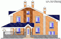 K-214-1P проект двухэтажного дома из пенобетона размером 13 на 16 - вид спереди K-214-1P проект двухэтажного дома из пенобетона размером 13 на 16 - вид спереди