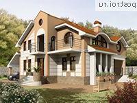 K-301-1P проект двухэтажного коттеджа из пенобетона с гаражом размером 19 на 19 