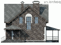 L-115-2P проект двухэтажного коттеджа из пенобетона размером 9 на 8  - вид слева