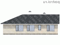 L-120-1P проект одноэтажного коттеджа из пенобетона размером 15 на 12  - вид сзади