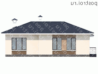 L-127-1P проект одноэтажного коттеджа из газобетона размером 14 на 13  - вид сзади