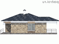 L-136-1P проект одноэтажного дома из газобетона размером 15 на 15 - вид слева L-136-1P проект одноэтажного дома из газобетона размером 15 на 15 - вид слева
