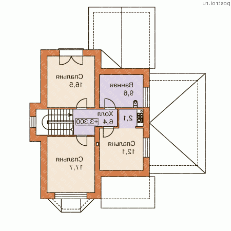 L-144-3P проект двухэтажного коттеджа из пеноблоков с гаражом размером 14 на 13 - 2-й этаж L-144-3P проект двухэтажного коттеджа из пеноблоков с гаражом размером 14 на 13 - 2-й этаж