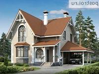 L-144-3P проект двухэтажного коттеджа из пеноблоков с гаражом размером 14 на 13 