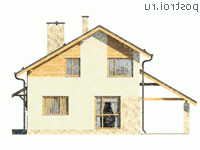 L-149-1P проект двухэтажного дома из газобетона с гаражом размером 11 на 9 - вид сзади