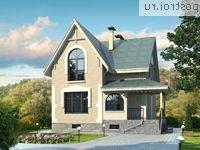 L-174-1P проект двухэтажного дома из пеноблоков с цоколем размером 9 на 8 