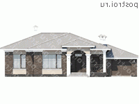 L-192-1P проект одноэтажного коттеджа из пеноблоков с гаражом размером 14 на 17 - вид спереди L-192-1P проект одноэтажного коттеджа из пеноблоков с гаражом размером 14 на 17 - вид спереди