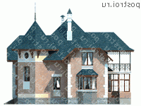 L-204-1K проект двухэтажного дома из кирпича размером 11 на 11 - вид слева