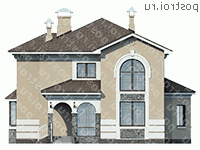 L-219-2P проект двухэтажного коттеджа из пенобетона размером 16 на 11  - вид спереди