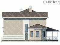 L-219-2P проект двухэтажного коттеджа из пенобетона размером 16 на 11  - вид слева
