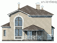 L-219-2P проект двухэтажного коттеджа из пенобетона размером 16 на 11  - вид сзади